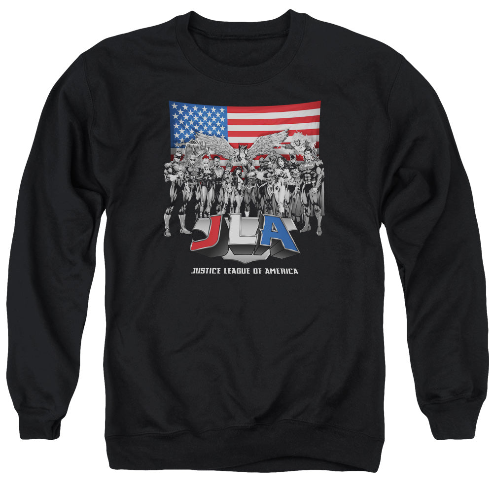Justice League All American League Mens Crewneck Sweatshirt Black Officially Licensed